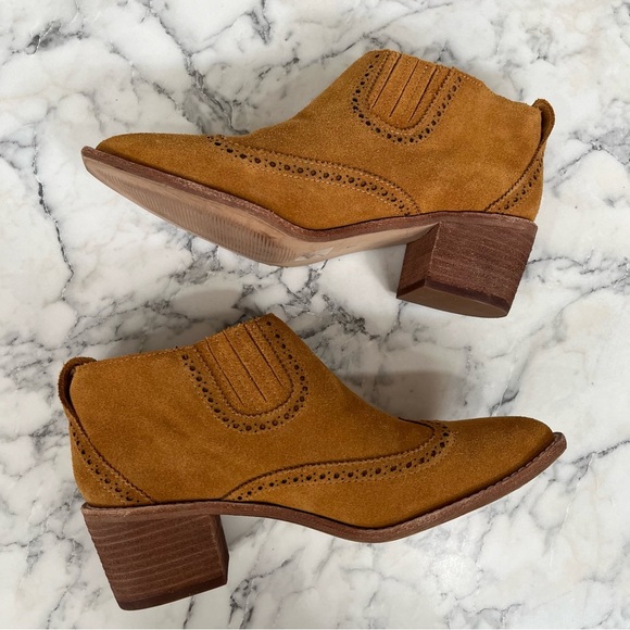 MADEWELL Grayson Brogue Brown Suede Chelsea Ankle Boots Western Cowboy Size 7 - Picture 9 of 13